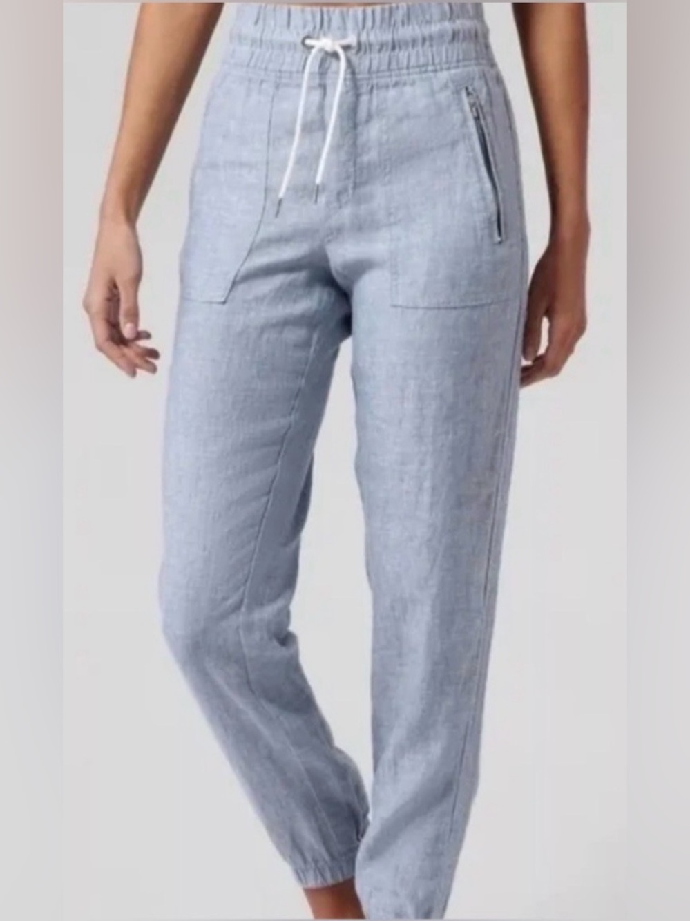 Athleta cabo Linen Joggers pants 100% linen elastic waist size 10